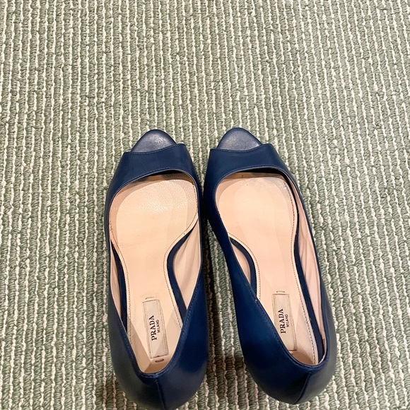 Final Price !Prada blue peep toe pump heel shoes. - Picture 6 of 16